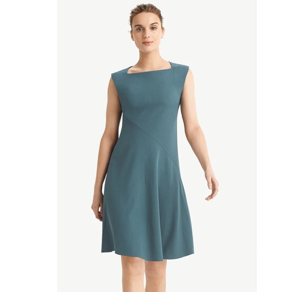 M.M.LaFleur Womens 4 Pauline Dress Teal Green Square Neck Sleeveless Sheath